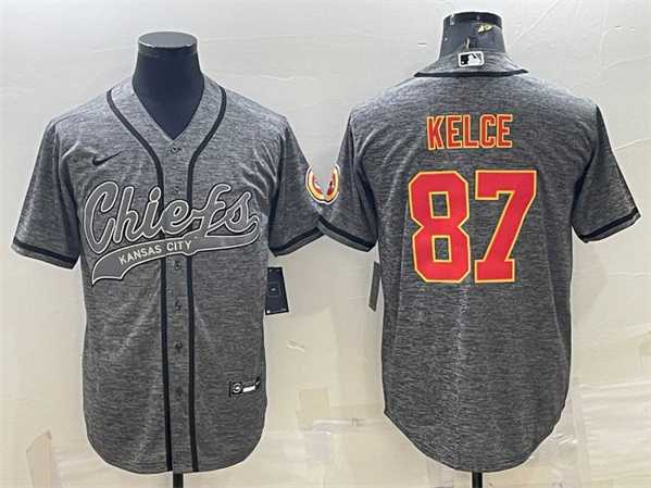 Men's Kansas City Chiefs #87 Travis Kelce Gray With Patch Cool Base Stitched Baseball Jersey,We sell and wholesale Men's Kansas City Chiefs #87 Travis Kelce Gray With Patch Cool Base Stitched Baseball Jersey on line form chian!